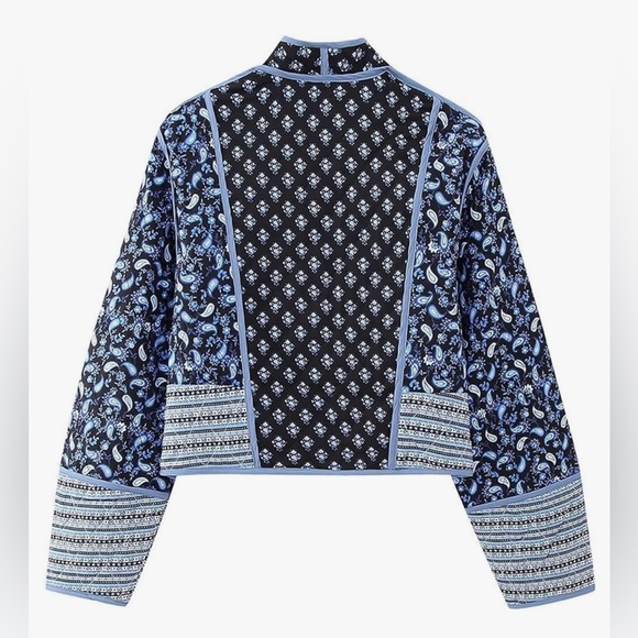 Floral patchwork cropped puffer jacket M - Picture 6 of 9